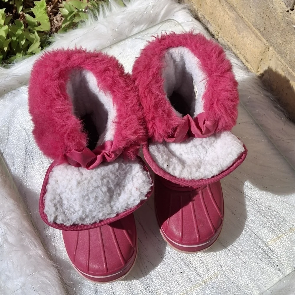 Nova Mountain Youth Pink Faux-Fur Sherpa Waterproof Winter Boots   Size 9 Kids